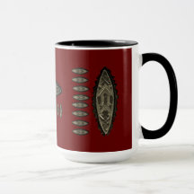 Kop, African style mug, patronen met rode achtergr