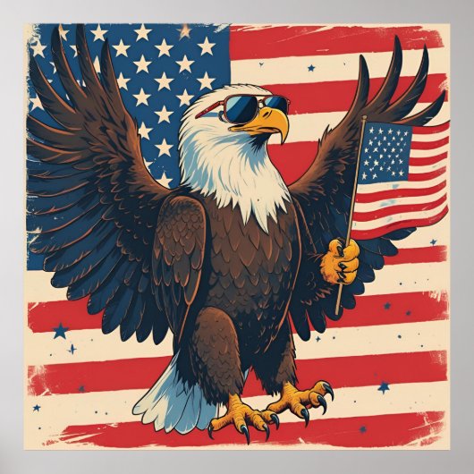 Kop Amerikaanse Adelaar – 4 juli Vrijheidsontwerp Poster (Voorkant)