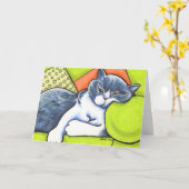 Kop British Shorthair Off-Leash Art™ Custom Kaart (Gele Bloem)