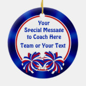 Kop Coach Ornaments, Personalized Red Blue Keramisch Ornament (Achterkant)