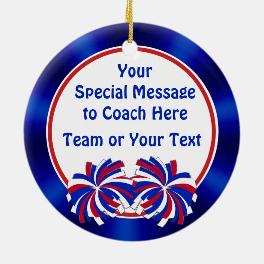 Kop Coach Ornaments, Personalized Red Blue Keramisch Ornament (Achterkant)