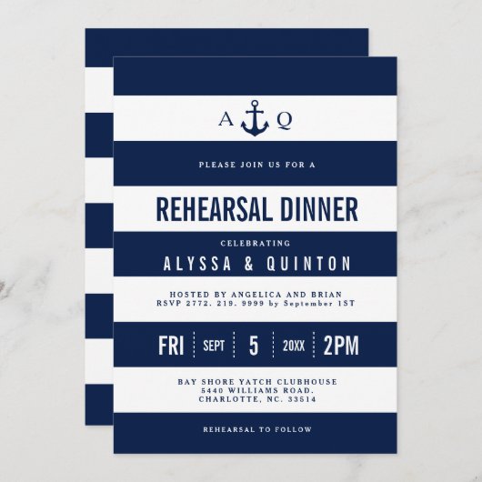 Kop Creatief Scheepvaart Thema Oefenavond Dineraan Kaart (Voorkant / Achterkant)