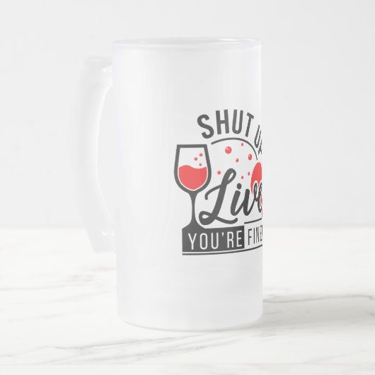 Kop de Mok van de Liver Quote Bevestigde glazen bi (Voorkant links)