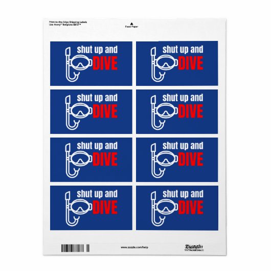 Kop dicht en duik etiket (Full Sheet)