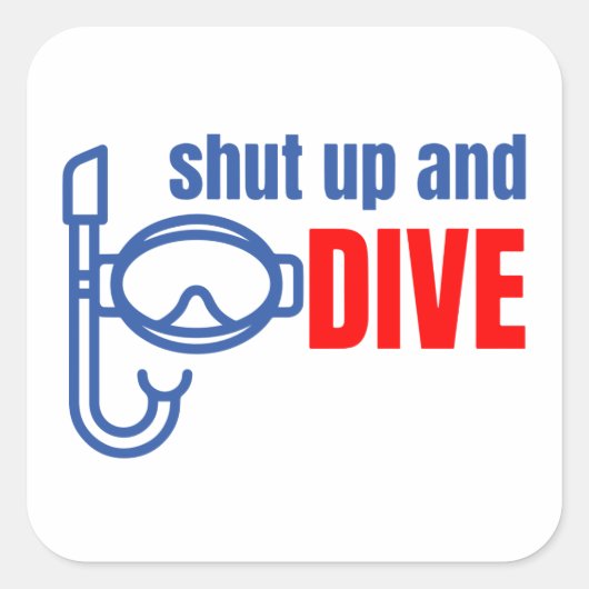 Kop dicht en duik vierkante sticker (Voorkant)