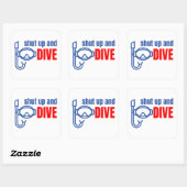Kop dicht en duik vierkante sticker (Vel)