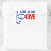 Kop dicht en duik vierkante sticker (Tas)