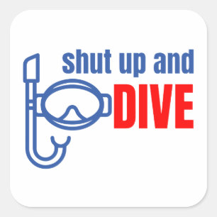Kop dicht en duik vierkante sticker