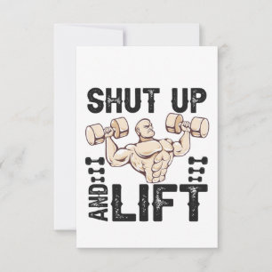 Kop dicht en lift Funny Fitness Bodybuilding Gift Bedankkaart