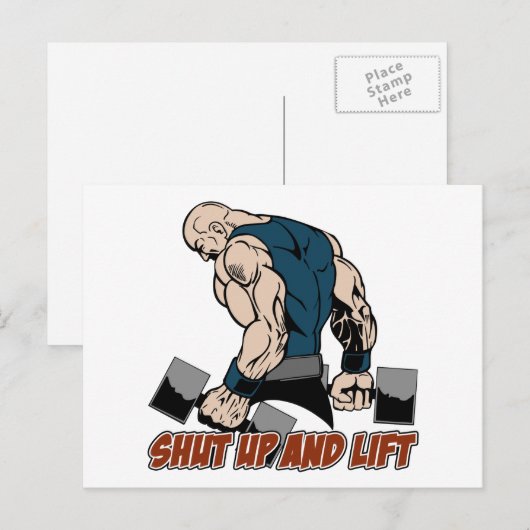 Kop dicht en lift Weightlifter Briefkaart (Voorkant / Achterkant)