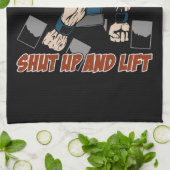 Kop dicht en lift Weightlifter Theedoek (Gevouwen)