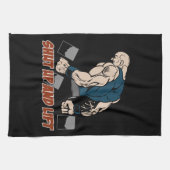 Kop dicht en lift Weightlifter Theedoek (Horizontaal)