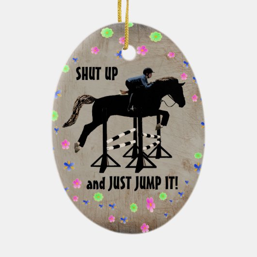 Kop dicht en maak het paard vast. keramisch ornament (Achterkant)