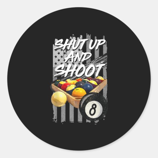 Kop dicht en schep Billiard 8 Ball Pool Player Ronde Sticker (Voorkant)
