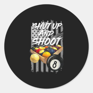 Kop dicht en schep Billiard 8 Ball Pool Player Ronde Sticker