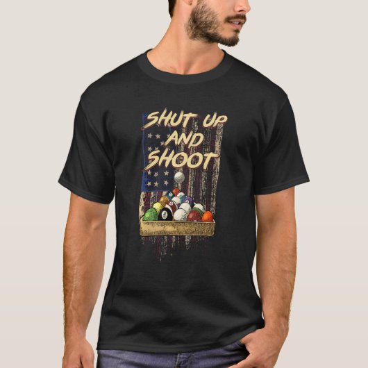 Kop dicht en schep Billiard 8 Ball Pool Player T-shirt (Voorkant)