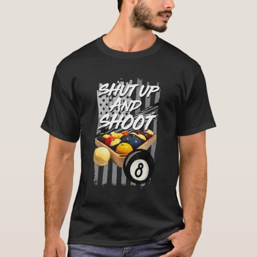 Kop dicht en schep Billiard 8 Ball Pool Player T-shirt (Voorkant)