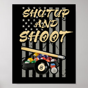 Kop dicht en schiet Billiard 8 Ball Pool Player af Poster
