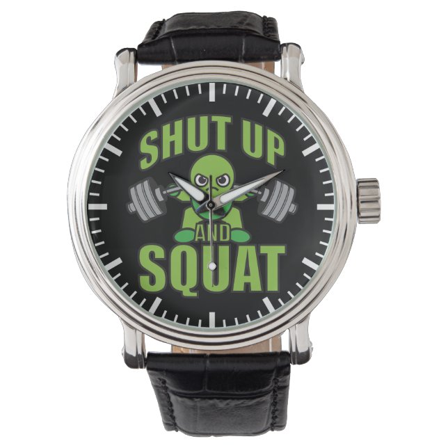 Kop dicht en squat Kawaii Anime Powerlifter Cartoo Horloge (Voorkant)
