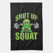 Kop dicht en squat Kawaii Anime Powerlifter Cartoo Theedoek (Verticaal)