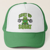 Kop dicht en squat Kawaii Anime Powerlifter Cartoo Trucker Pet (Voorkant)