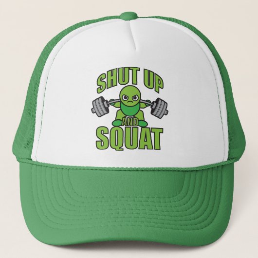 Kop dicht en squat Kawaii Anime Powerlifter Cartoo Trucker Pet (Voorkant)