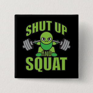 Kop dicht en squat Kawaii Anime Powerlifter Cartoo Vierkante Button 5,1 Cm