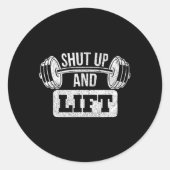 Kop dicht en til gewichtheffen bodybuilding ronde sticker (Voorkant)