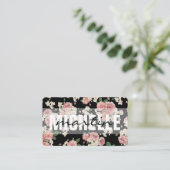 Kop- en Cursieve Tekst Bloempatroon Visitekaartje (Staand voorkant)