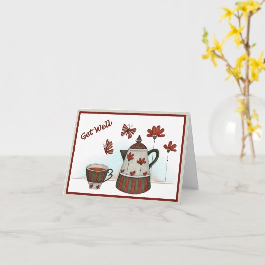 Kop en Pot - word goed wenskaart Kaart (Gele Bloem)