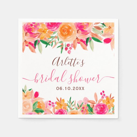 Kop Fall bloemrijke waterverf bruiloft welcome Servet (Voorkant)