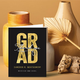 Kop GRAD Goud Grunge Typografie Foto Afstuderen Bedankkaart