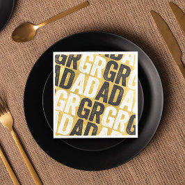 Kop GRAD Typografie Gouden Afstudeerfeest Papier Servet