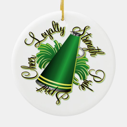 Kop-groen en gele tweeslachtige sierbloem keramisch ornament (Achterkant)