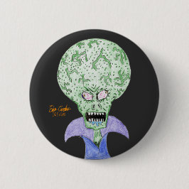 Kop grote alien sciencefiction cartoon ronde button 5,7 cm