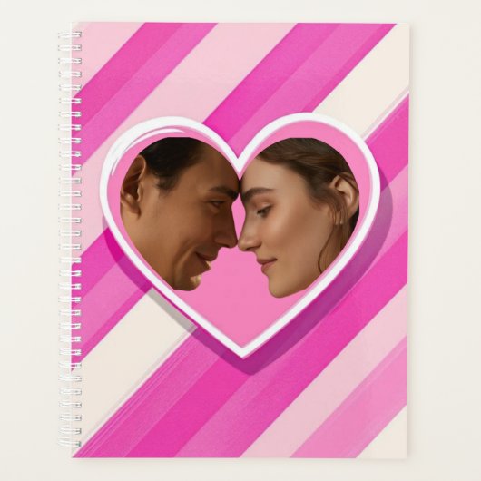 Kop Hart op Blush Strepen Planner (Voorkant)