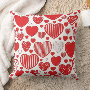 Kop Hart Rood Wit Zwart Romantische Doodles Kussen