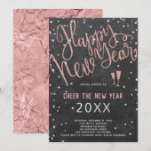 Kop het nieuwjaarsfeest van het Roos Gold Chalkboa Kaart (Voorkant / Achterkant)