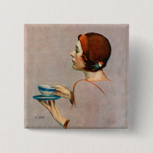 Kop Java Vierkante Button 5,1 Cm