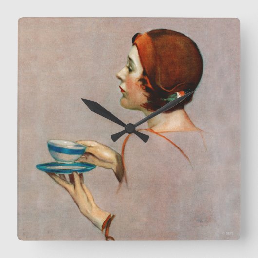 Kop Java Vierkante Klok (Voorkant)