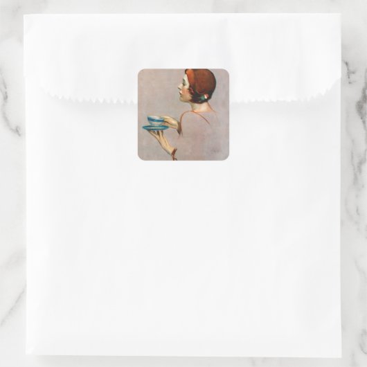 Kop Java Vierkante Sticker (Tas)