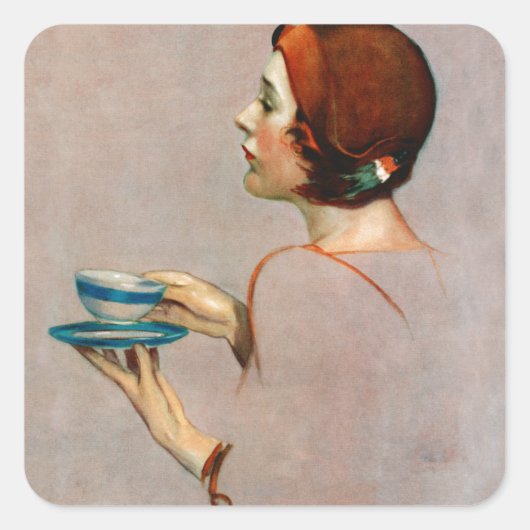 Kop Java Vierkante Sticker (Voorkant)