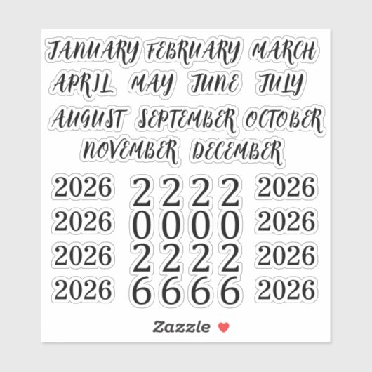 Kop maanden 2026 Jaar Bullet Journal Planner Sticker (Vel)