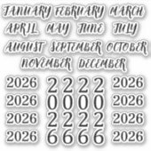 Kop maanden 2026 Jaar Bullet Journal Planner Sticker (Voorkant)