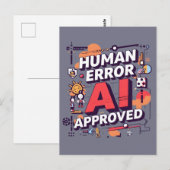 Kop “Menselijke Fout, AI Goedgekeurd” Digitale Kun Briefkaart (Voorkant / Achterkant)
