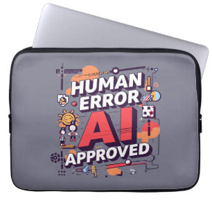 Kop “Menselijke Fout, AI Goedgekeurd” Digitale Kun Laptop Sleeve