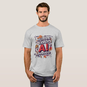 Kop “Menselijke Fout, AI Goedgekeurd” Digitale Kun T-shirt