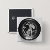 Kop met rode cijfers vierkante button 5,1 cm (Voorkant /achterkant)