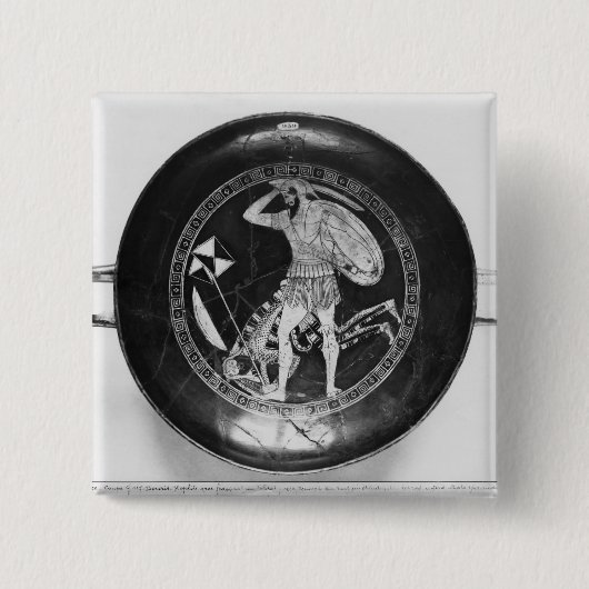 Kop met rode cijfers vierkante button 5,1 cm (Voorkant)