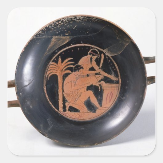 Kop met rode cijfers vierkante sticker (Voorkant)